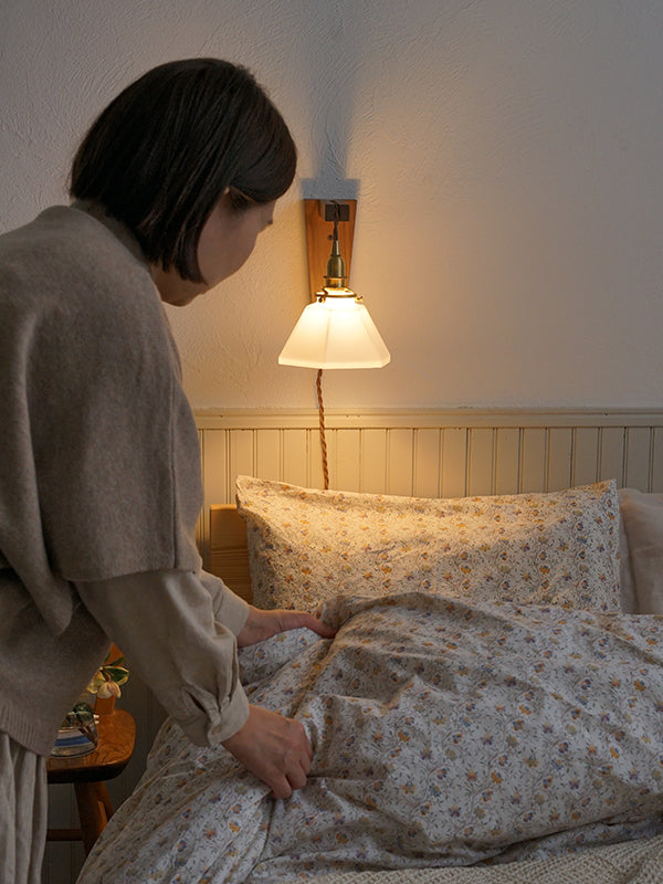 Wood Bracket WHARF × ガラスシェード ポリゴン ホワイト SET