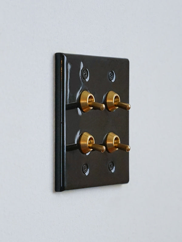 AXCIS アクシス セラミックプレート トグルスイッチ ブラック/ホワイト HS2937 HS2938 HS2939 HS2940 (ダブ セラミックプレート4トグルスイッチ ブラック