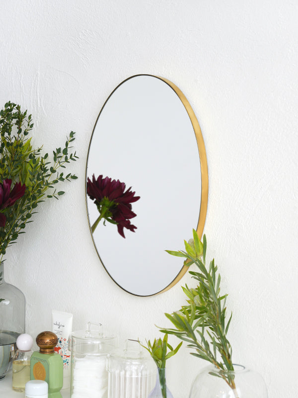 Brass oval mirror