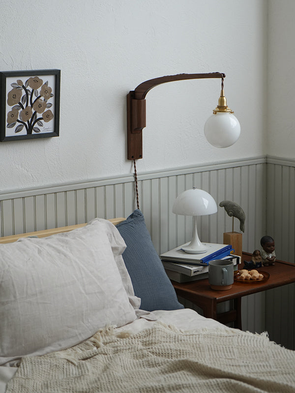 Wood Bracket BOOM × ミニガラスシェード ラウンド ホワイト SET