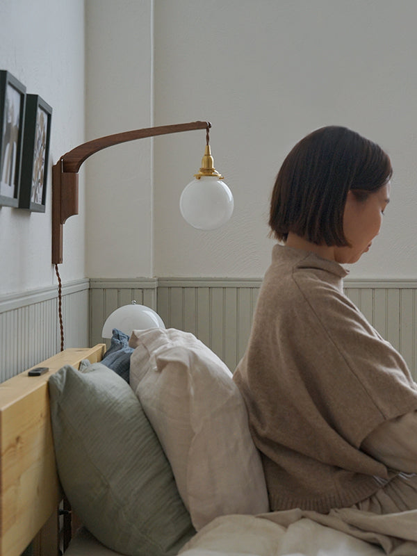 Wood Bracket BOOM × ミニガラスシェード ラウンド ホワイト SET