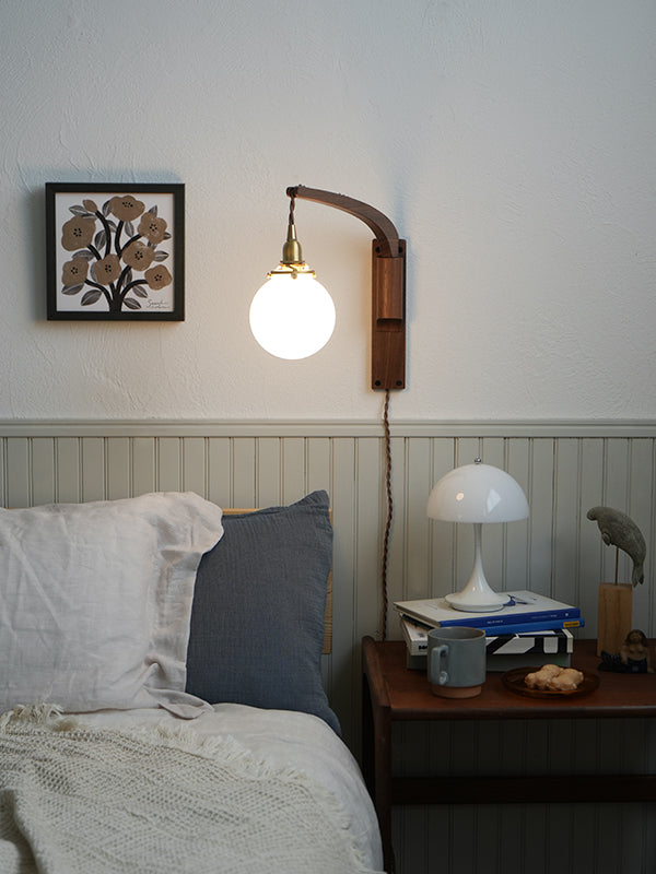 Wood Bracket BOOM × ミニガラスシェード ラウンド ホワイト SET