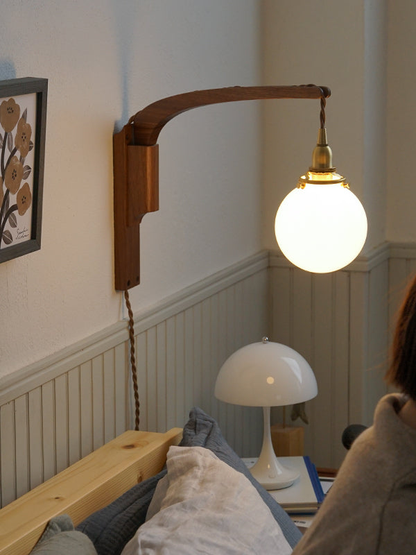 Wood Bracket BOOM × ミニガラスシェード ラウンド ホワイト SET