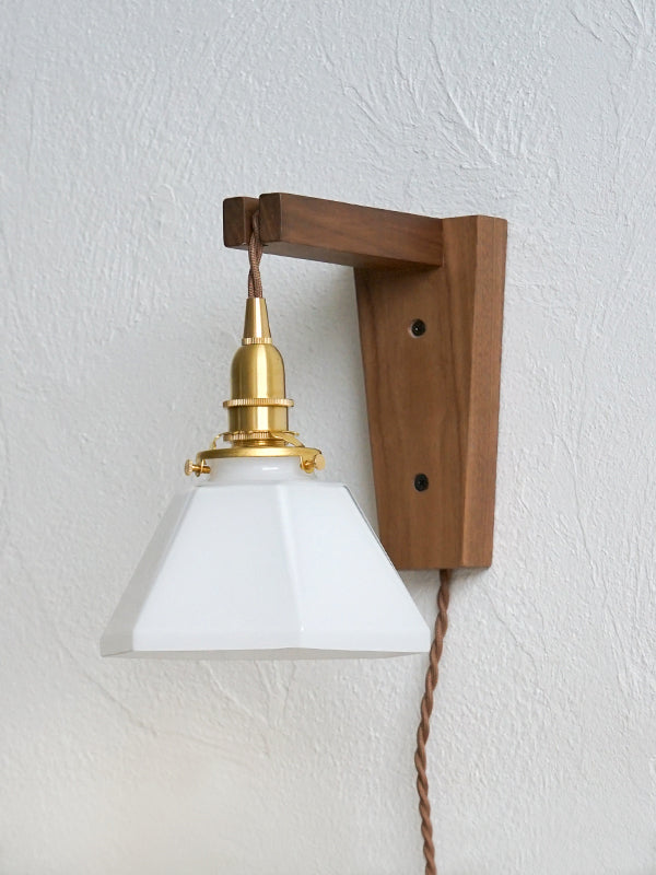 Wood Bracket WHARF × ガラスシェード ポリゴン ホワイト SET